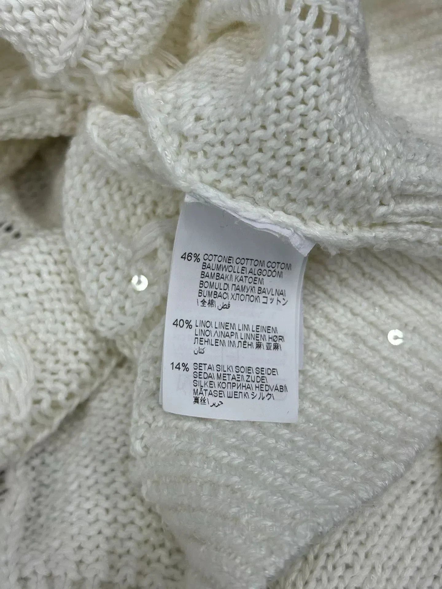 Brunello Cucinelli Brunello Cucinelli White Sequin V-Neck Sweater. Size US L / EU 52-54 / 3 - 6 Thumbnail