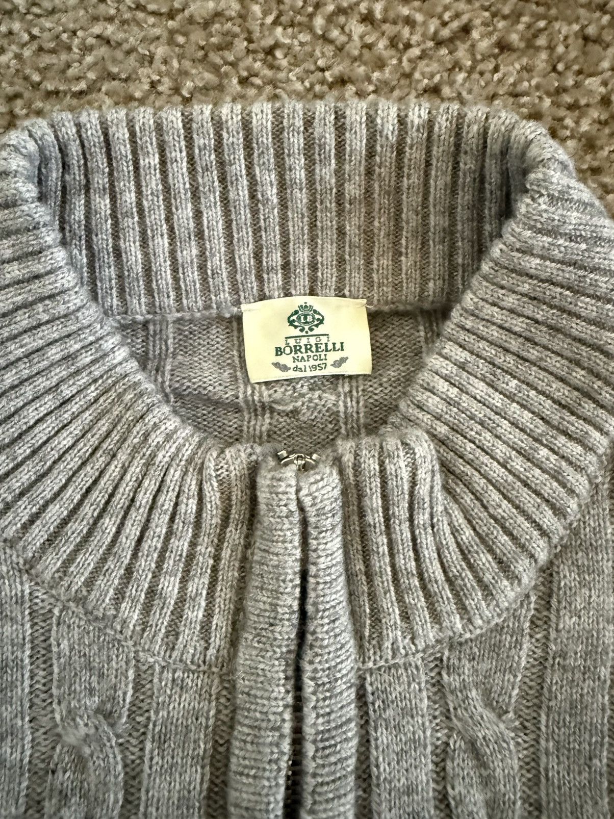 Luigi Borrelli Gray Wool Cashmere Sweater Full Zip Size US M / EU 48-50 / 2 - 7 Thumbnail