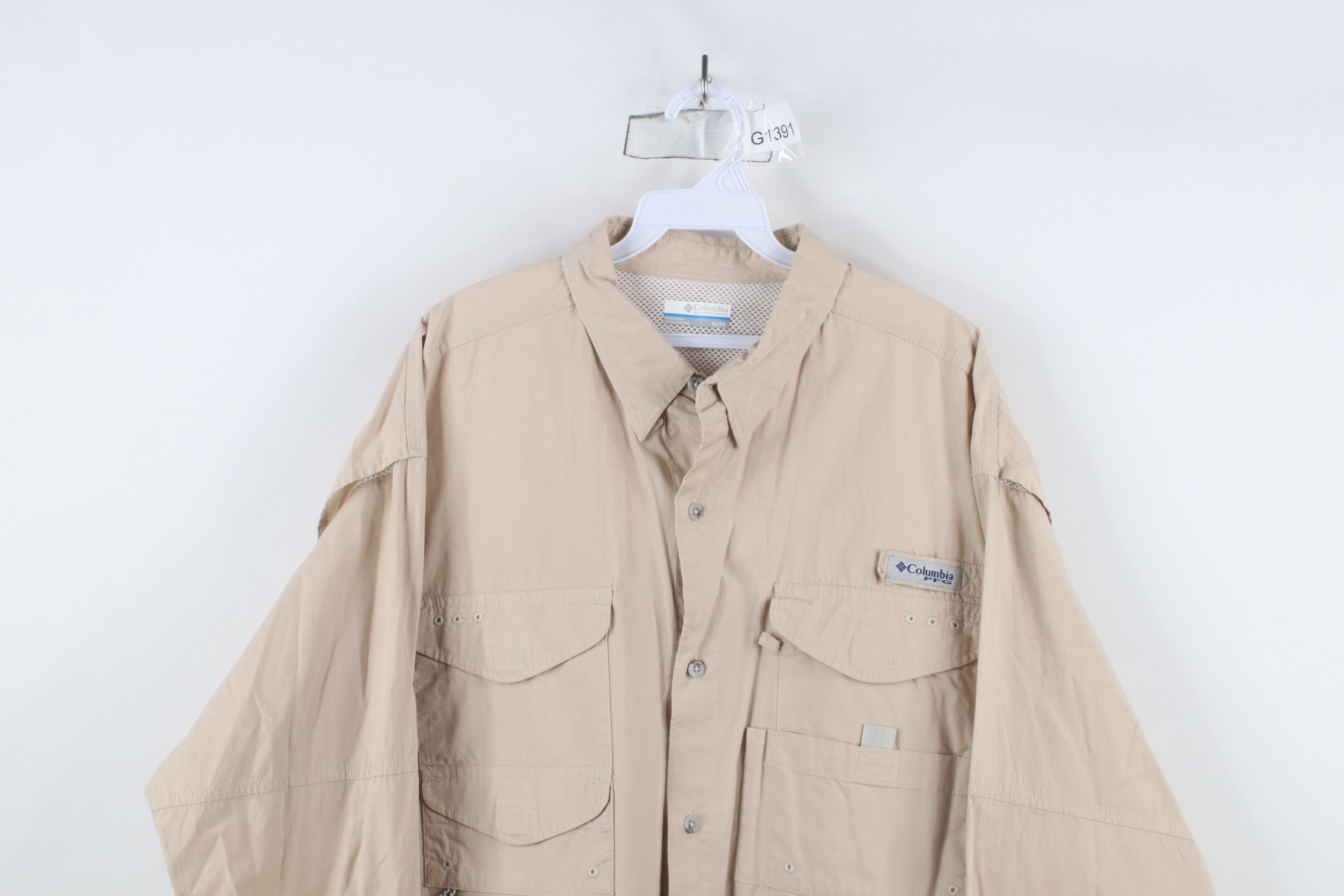 Columbia × Vintage Columbia PFG Performance Gear Button Shirt Beige Khaki Size US XL / EU 56 / 4 - 2 Thumbnail