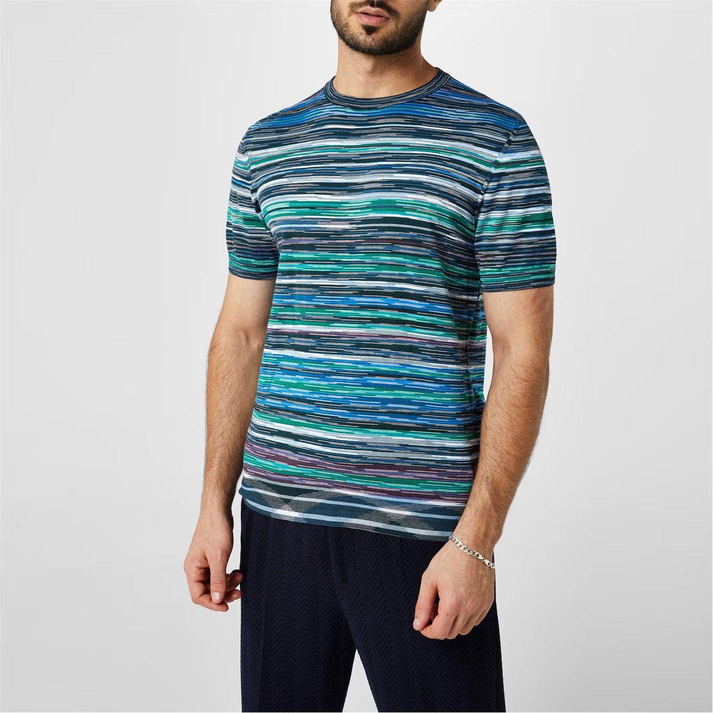 Missoni o1g2r1mq0426 Striped Crew T-Shirt in Multicolor Size US XL / EU 56 / 4 - 4 Thumbnail