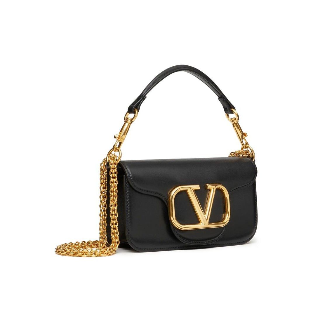 Valentino VALENTINO GARAVANI Loco Small Black Gold Leather Shoulder Ba Size ONE SIZE - 2 Thumbnail