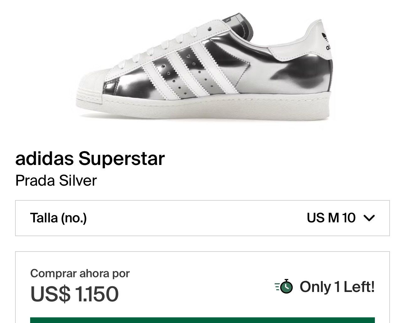 Prada Low Top Superstar Sneakers silver Size US 10 / EU 43 - 12 Thumbnail
