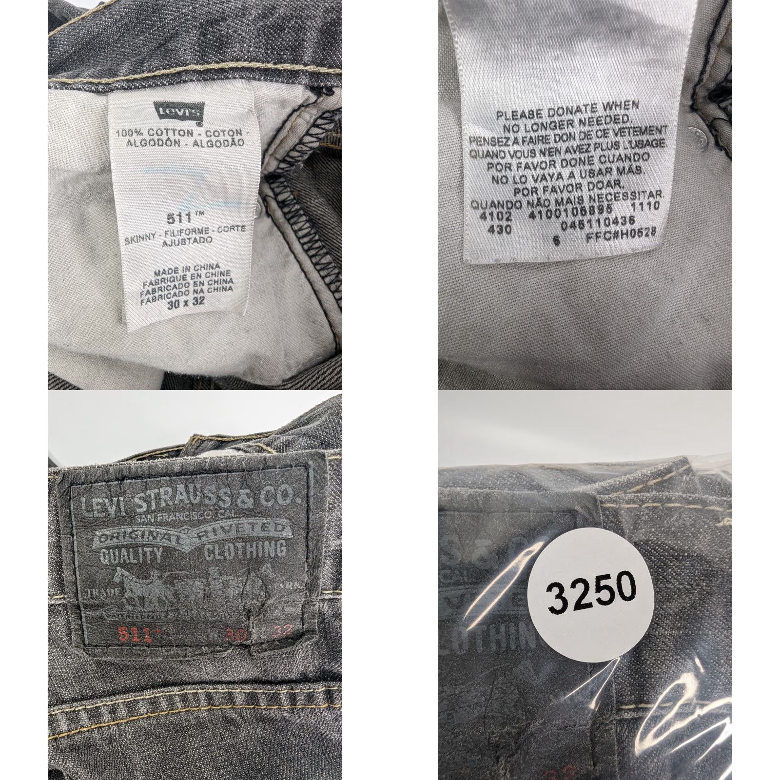 Levi's Levi's 511 Jeans Men 30x32 Gray Distressed 5-Pocket Skinny Denim Cotton Zip Size US 30 / EU 46 - 10 Thumbnail