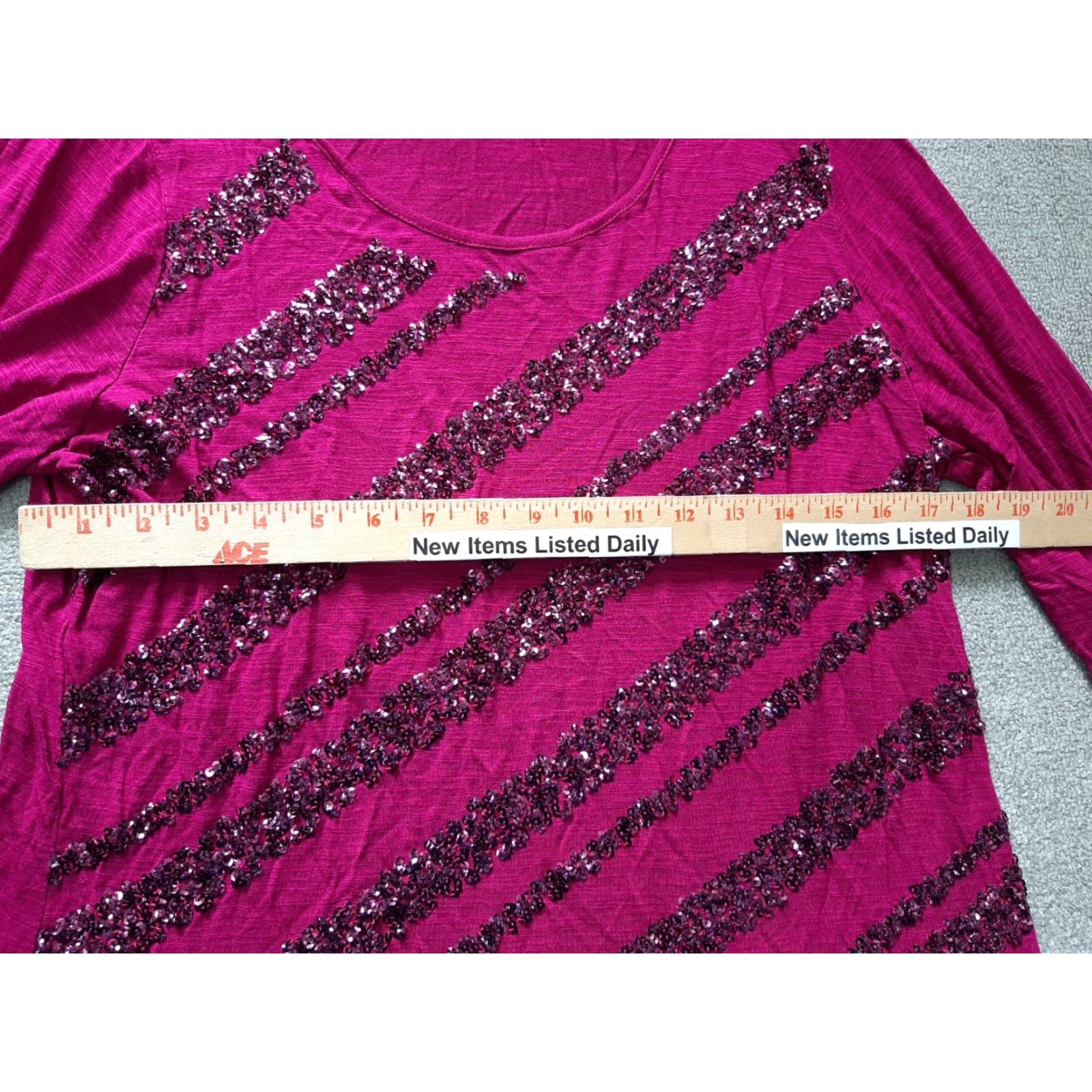Coldwater Creek Coldwater Creek Shirt Womens XL Purple Viscose Sequins Blouse Short Sleeve All Seasons Size XL / US 12-14 / IT 48-50 - 4 Thumbnail
