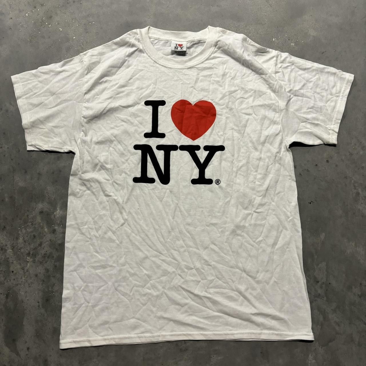 Japanese Brand × Vintage Crazy Vintage Y2K/2000s Grunge White I Love NY Scene Streetwear Graphic Tee! Size US L / EU 52-54 / 3 - 1 Thumbnail