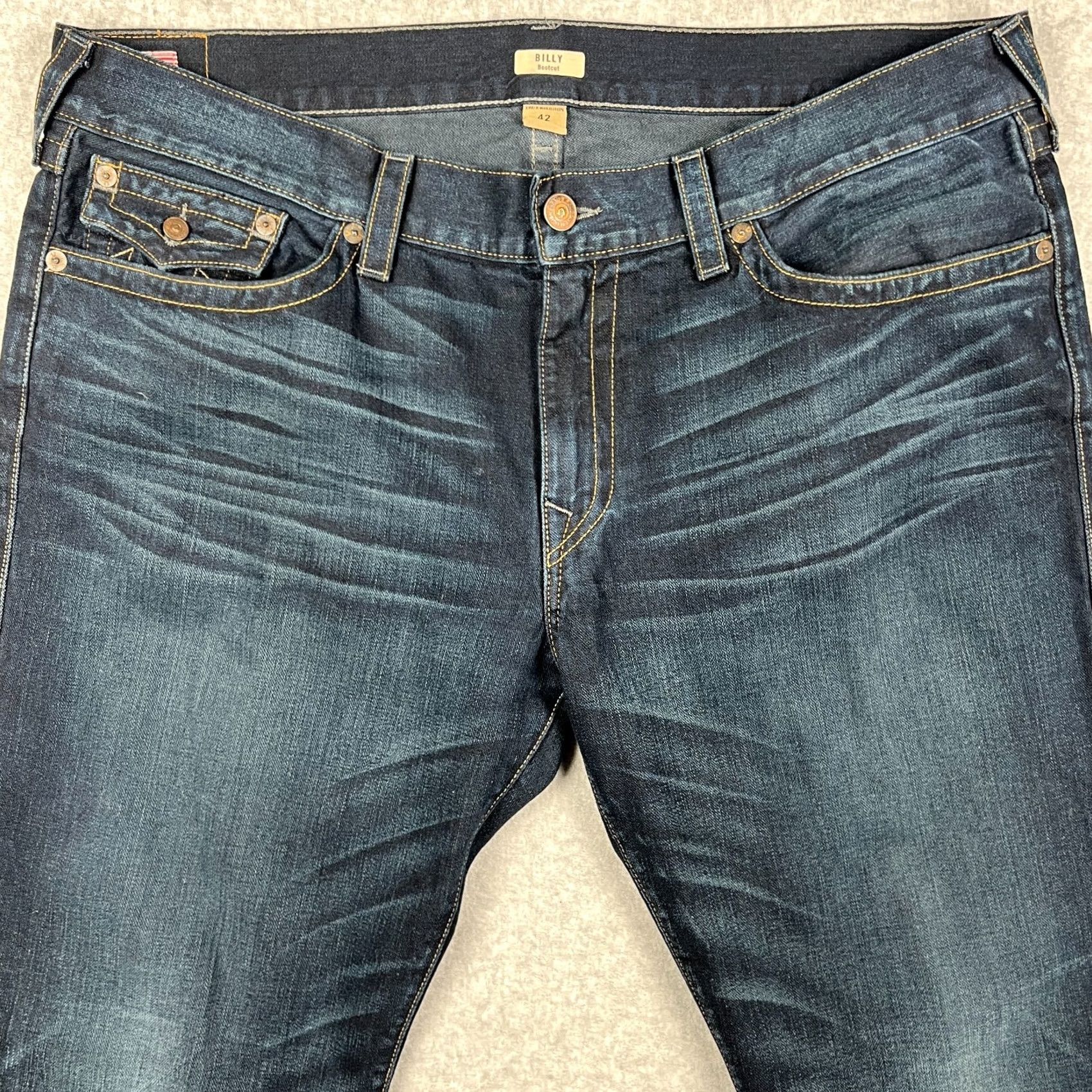 True Religion True Religion Billy Bootcut Jeans 42x35 Mens Blue USA Made Flap Pockets Pants Size US 42 / EU 58 - 4 Thumbnail