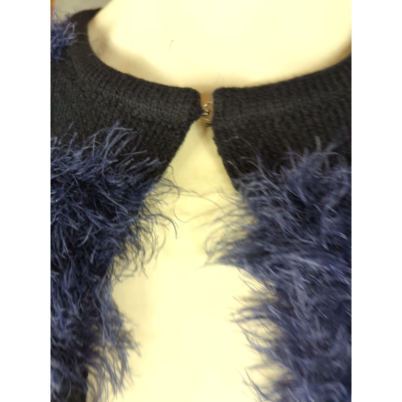 Vintage ROMEO & JULIET COUTURE Cardigan Sweater WOMENS M BLUE Stripe Open Knitted Long Sleeve Round Neck Size M / US 6-8 / IT 42-44 - 2 Thumbnail