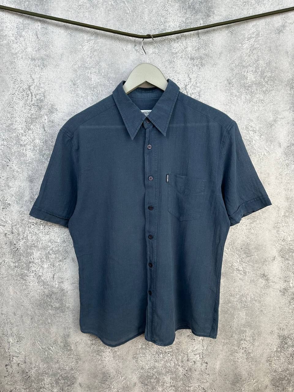 Moschino Moschino Jeans Pure Linen Button Shirt Navy Short Sleeve Size US XL / EU 56 / 4 - 1 Thumbnail