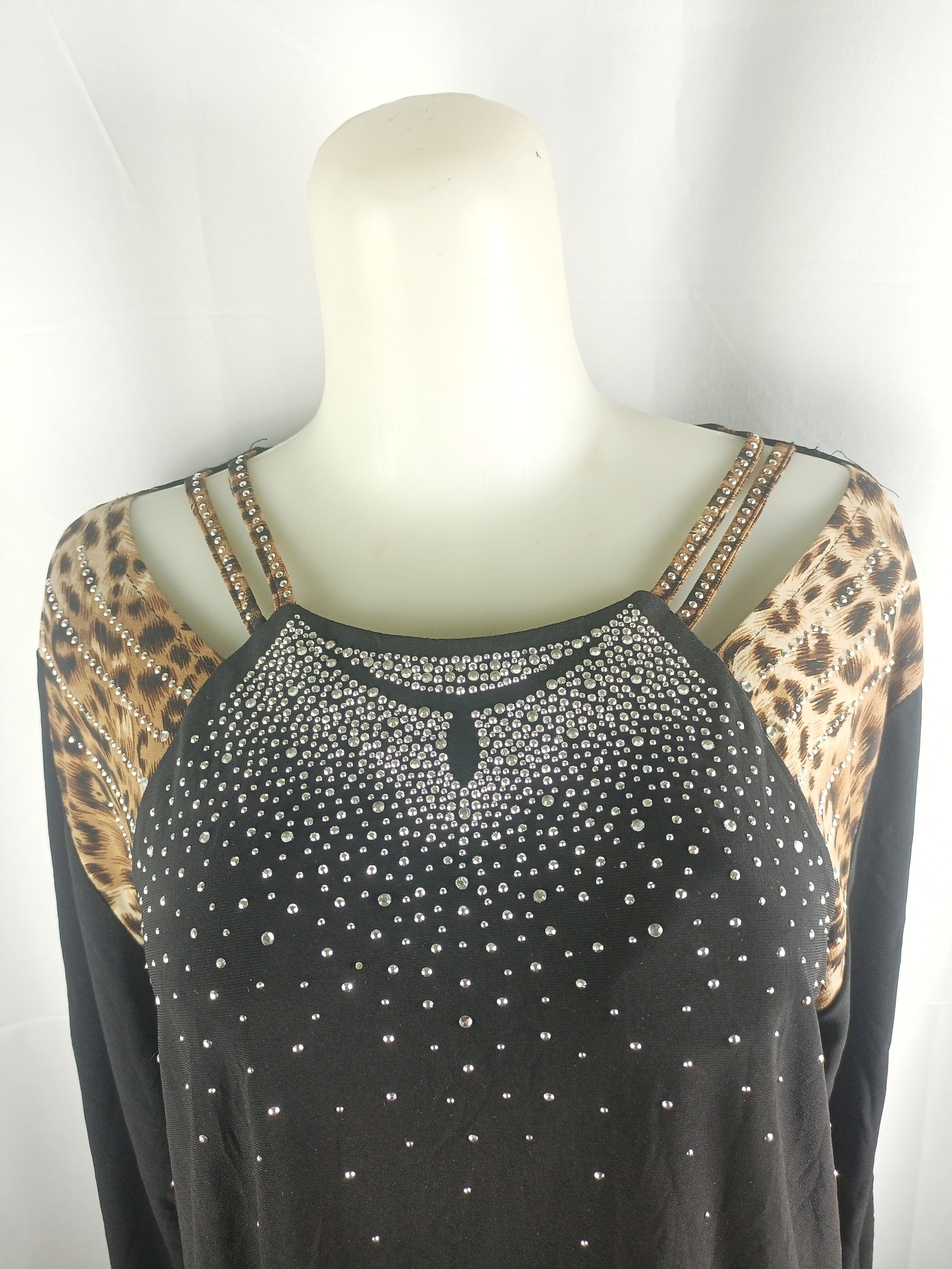 Japanese Brand × Vintage Women's Rhinestone Wave Top leopard print Size XXL / US 16-18 / IT 52-54 - 5 Thumbnail