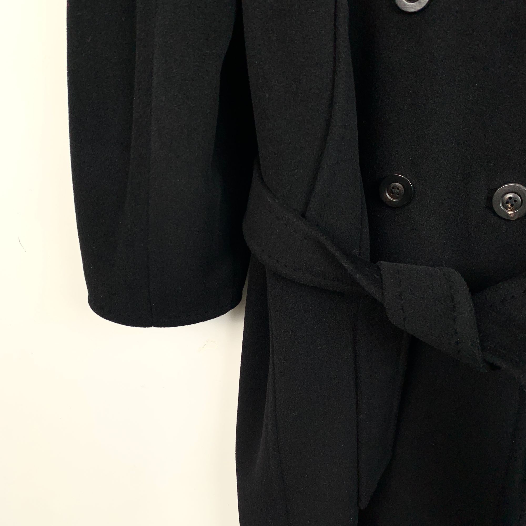 Max Mara MaxMara Double-Breasted Belted Wool & Cashmere Coat Black XS Size XS / US 0-2 / IT 36-38 - 5 Thumbnail