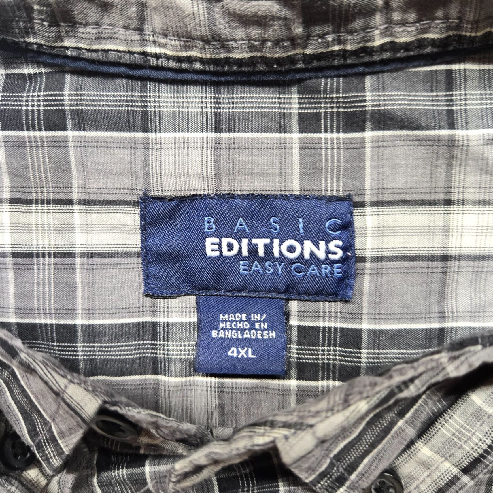 Basic Editions VINTAGE Basic Editions Gray Plaid Button Up Shirt Long Sleeves Adult Men's Size 4XL Size US XXL / EU 58 / 5 - 3 Thumbnail