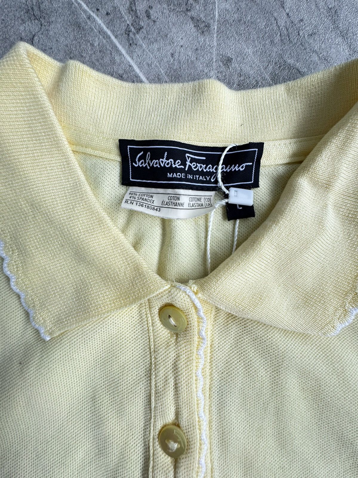 Salvatore Ferragamo SALVATORE FERRAGAMO Pastel Yellow Polo Shirt Size L / US 10 / IT 46 - 4 Thumbnail