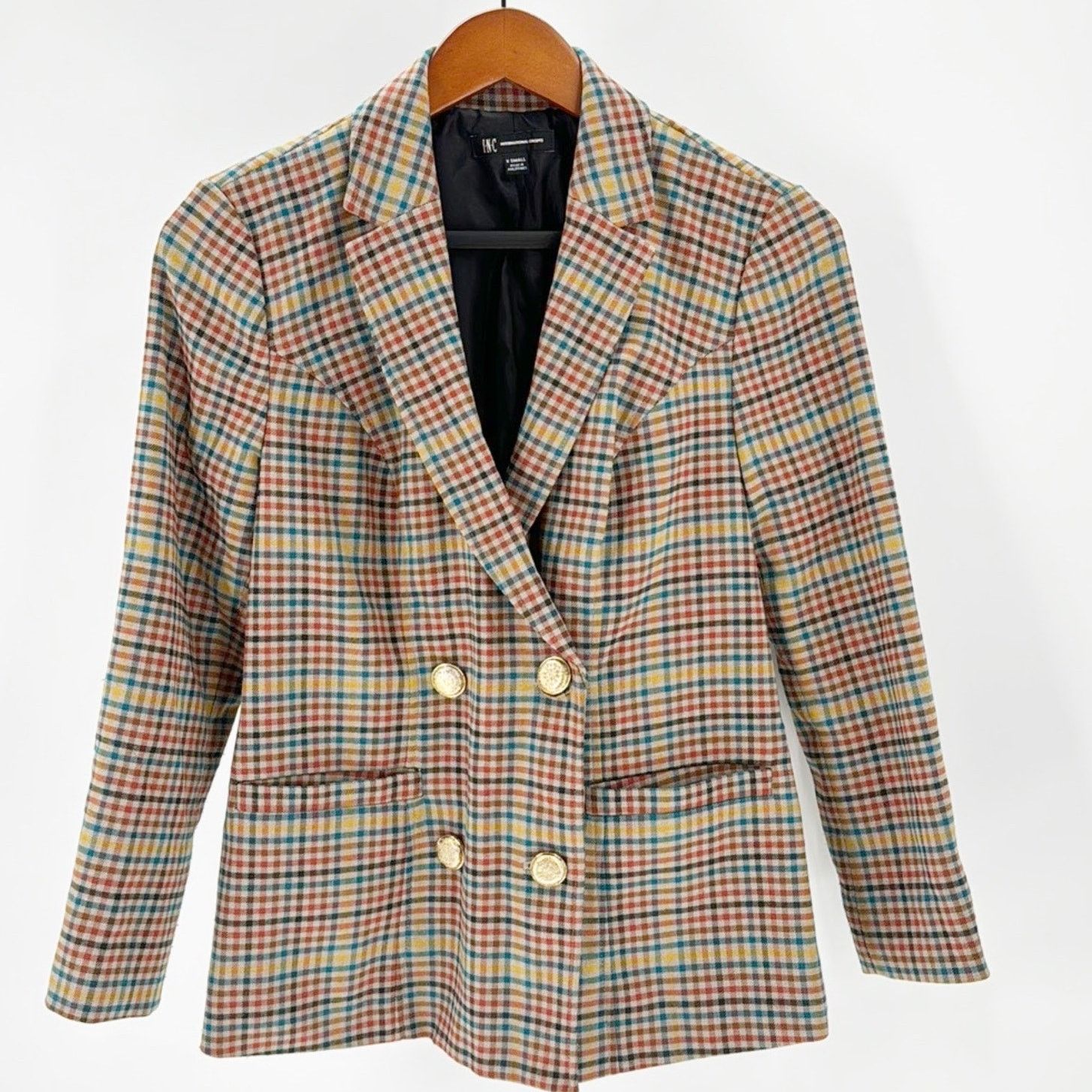 Other International Concepts plaid double breasted Blazer sz XS Size XS / US 0-2 / IT 36-38 - 2 Thumbnail