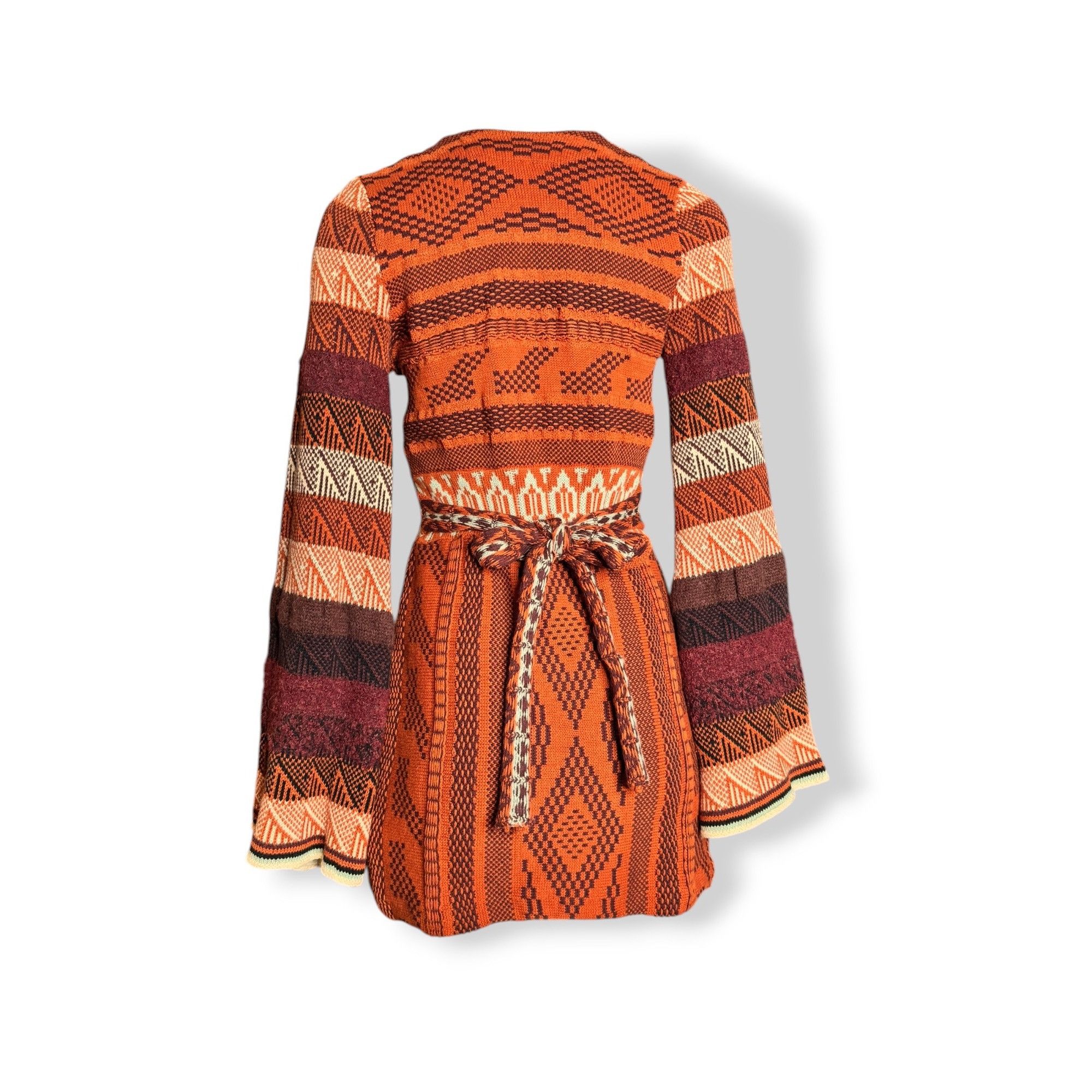 Free People Free People Orange Knit Boho Sweater Dress XS Bell Sleeves T Size XS / US 0-2 / IT 36-38 - 4 Thumbnail