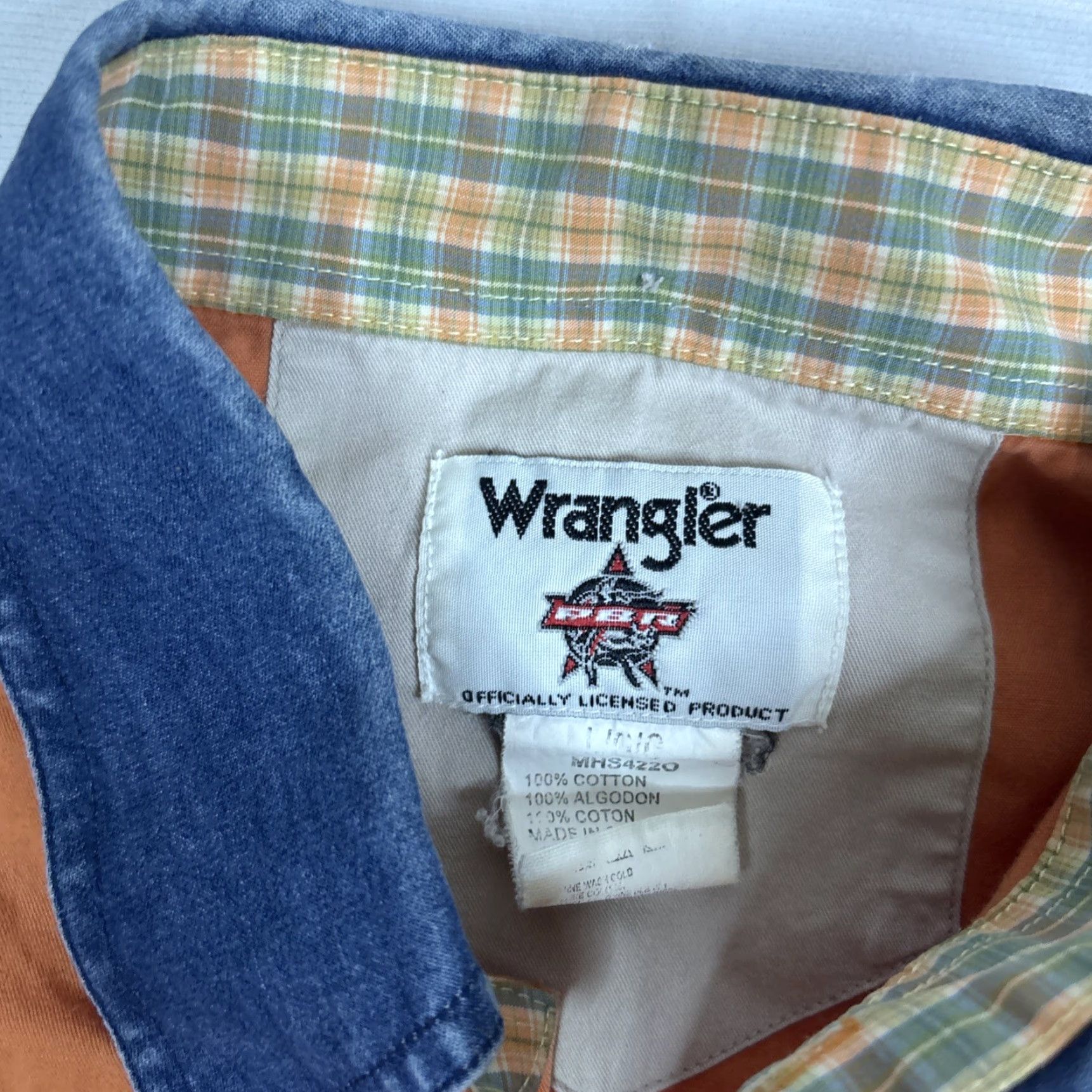 Wrangler Wrangler Button Up Long Sleeve PBR Bull Riding Men Large Salmon Mens Size US L / EU 52-54 / 3 - 3 Thumbnail