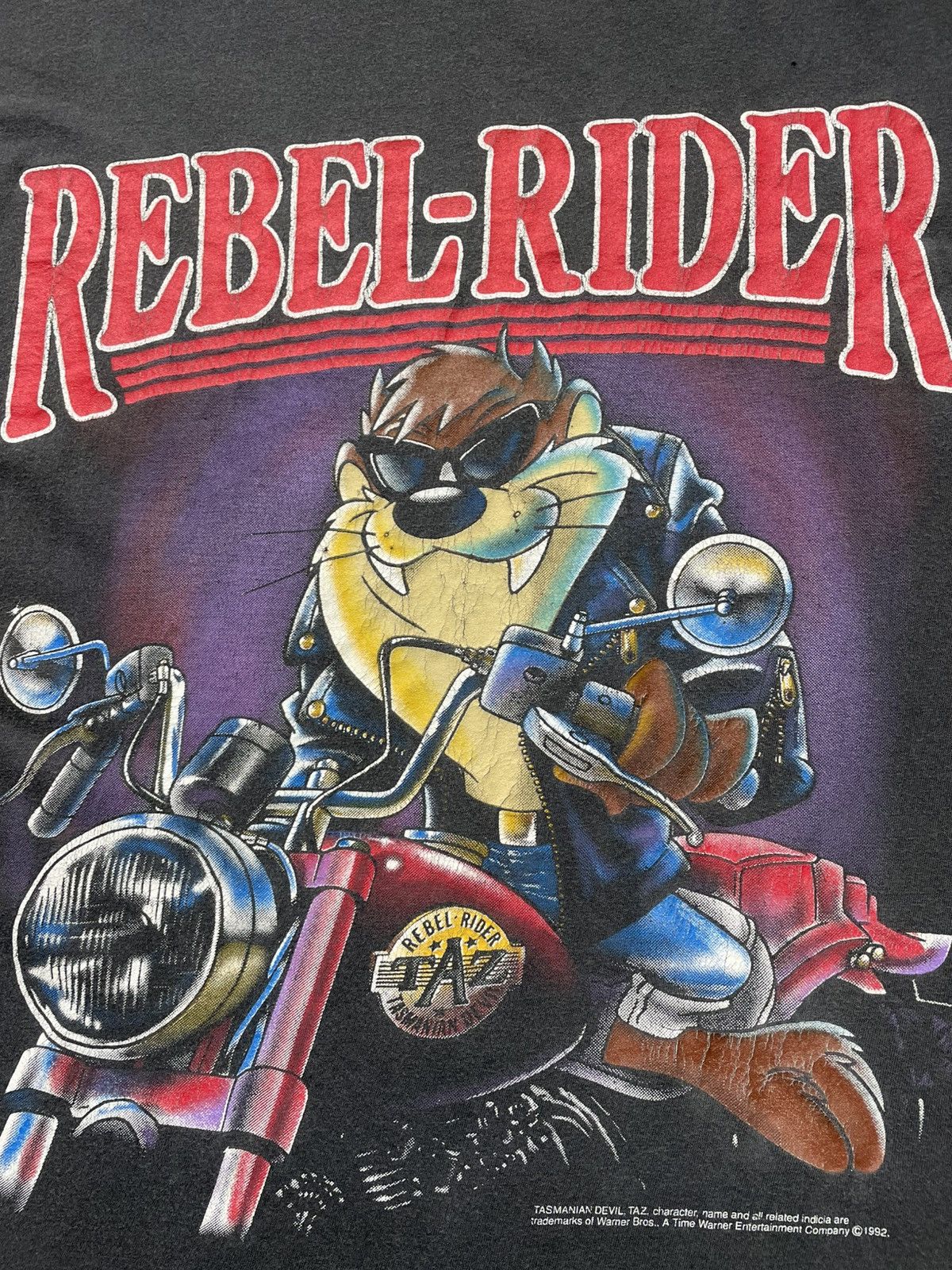 Band Tees Vintage 1992 Space Jam Rebel Rider TAZ Distressed Tee Single Size US XL / EU 56 / 4 - 6 Thumbnail