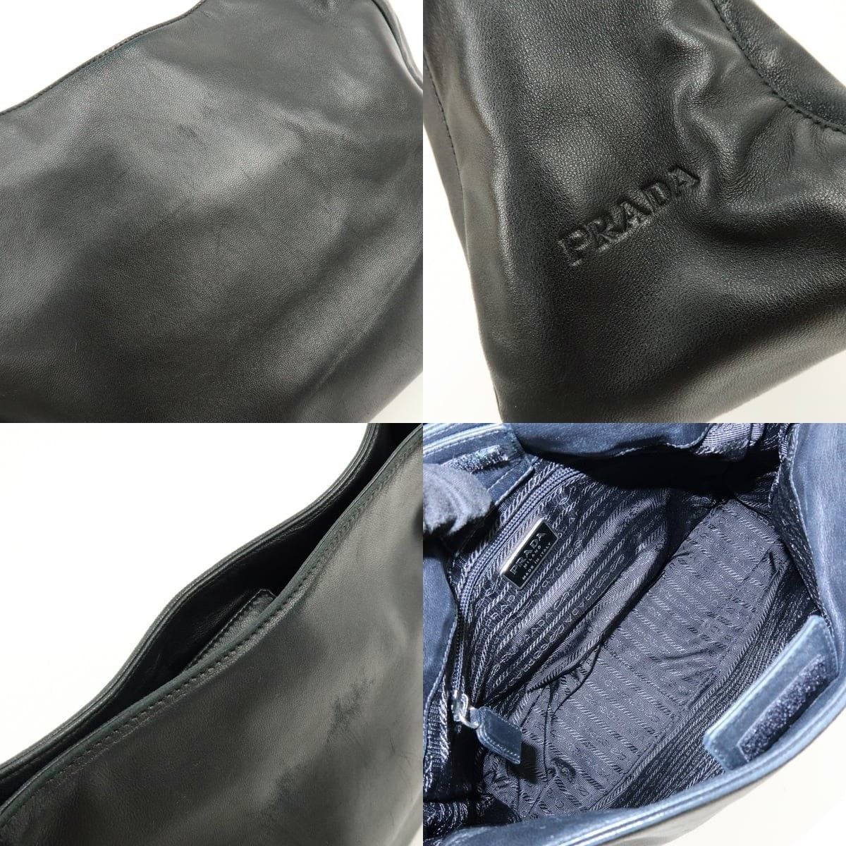 Prada Prada Hobo Leather Shoulder Bag Black Size ONE SIZE - 7 Thumbnail