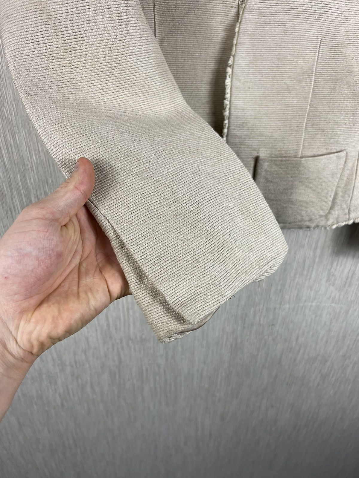 Designer × L'AGENCE L’agence raw silk blazer striped jacket distressed sand Size M / US 6-8 / IT 42-44 - 15 Thumbnail