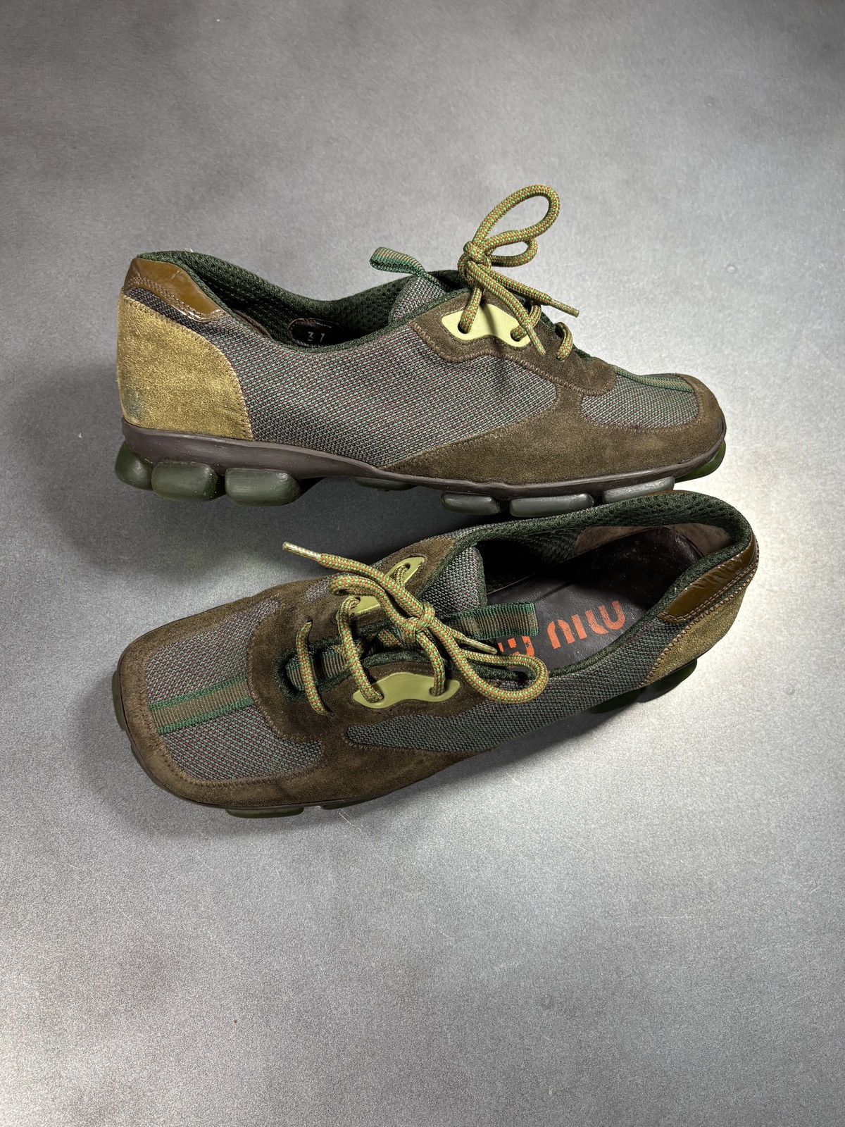 Miu Miu F/W 1999 Miu Miu Runway Sneakers Suede Square Toe Green Shoe Size US 7 / IT 37 - 4 Thumbnail