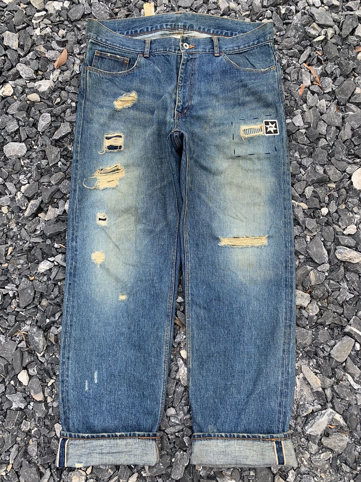 Kapital RARE💥BRAITONE SELVEDGE JAPANESE DISTRESSED DENIM Size US 39 - 5 Thumbnail