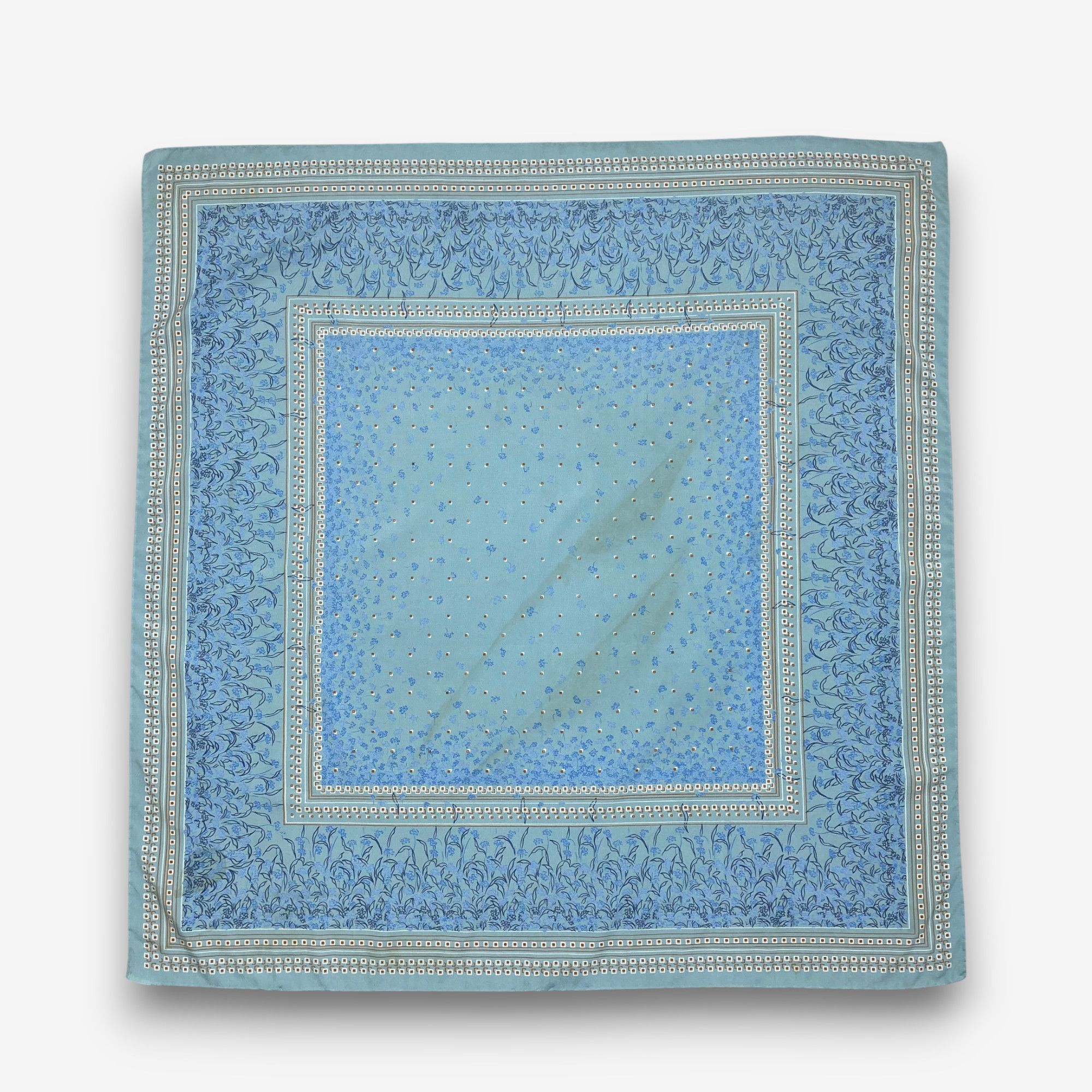 Japanese Brand Vintage Flower Grid SILK Scarf Twill Stole Wraps Scarves Size ONE SIZE - 2 Thumbnail