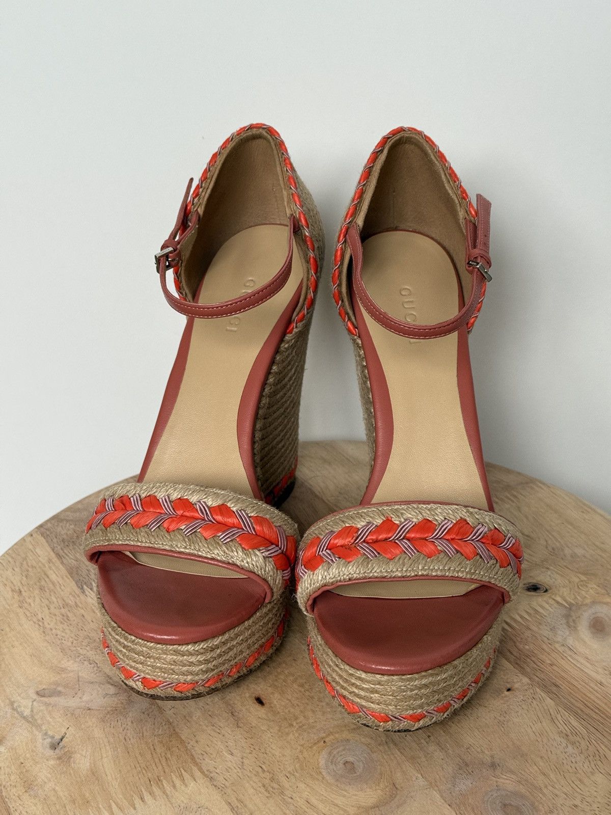 Gucci Gucci Espadrilles Wedges Sandals Coral Orange Size US 7 / IT 37 - 3 Thumbnail