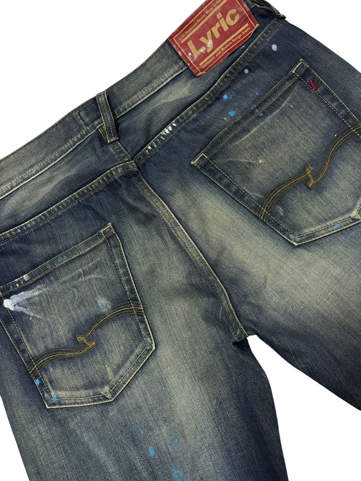 Japanese Brand Vtg Lyrics Japan Grunge Paint Splash Distressed Jeans Size US 33 - 8 Thumbnail