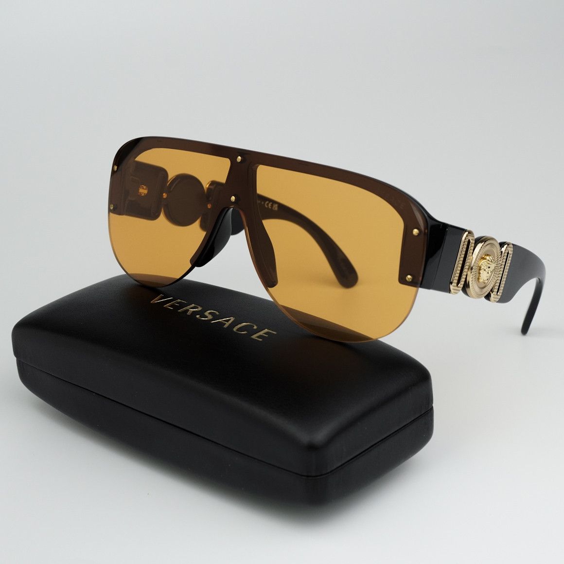Versace NEW Versace VE4391 GB1/7 Shield Unisex Sunglasses Size ONE SIZE - 1 Thumbnail