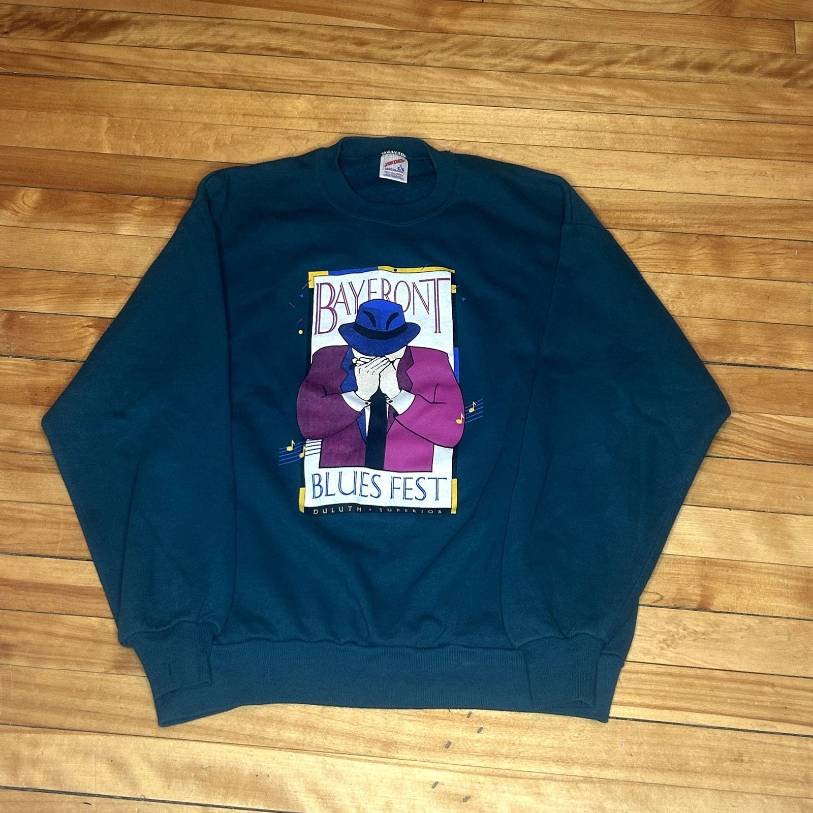 Jerzees Vintage 90s Bayfront Jazz Crewneck Large Size US L / EU 52-54 / 3 - 1 Thumbnail