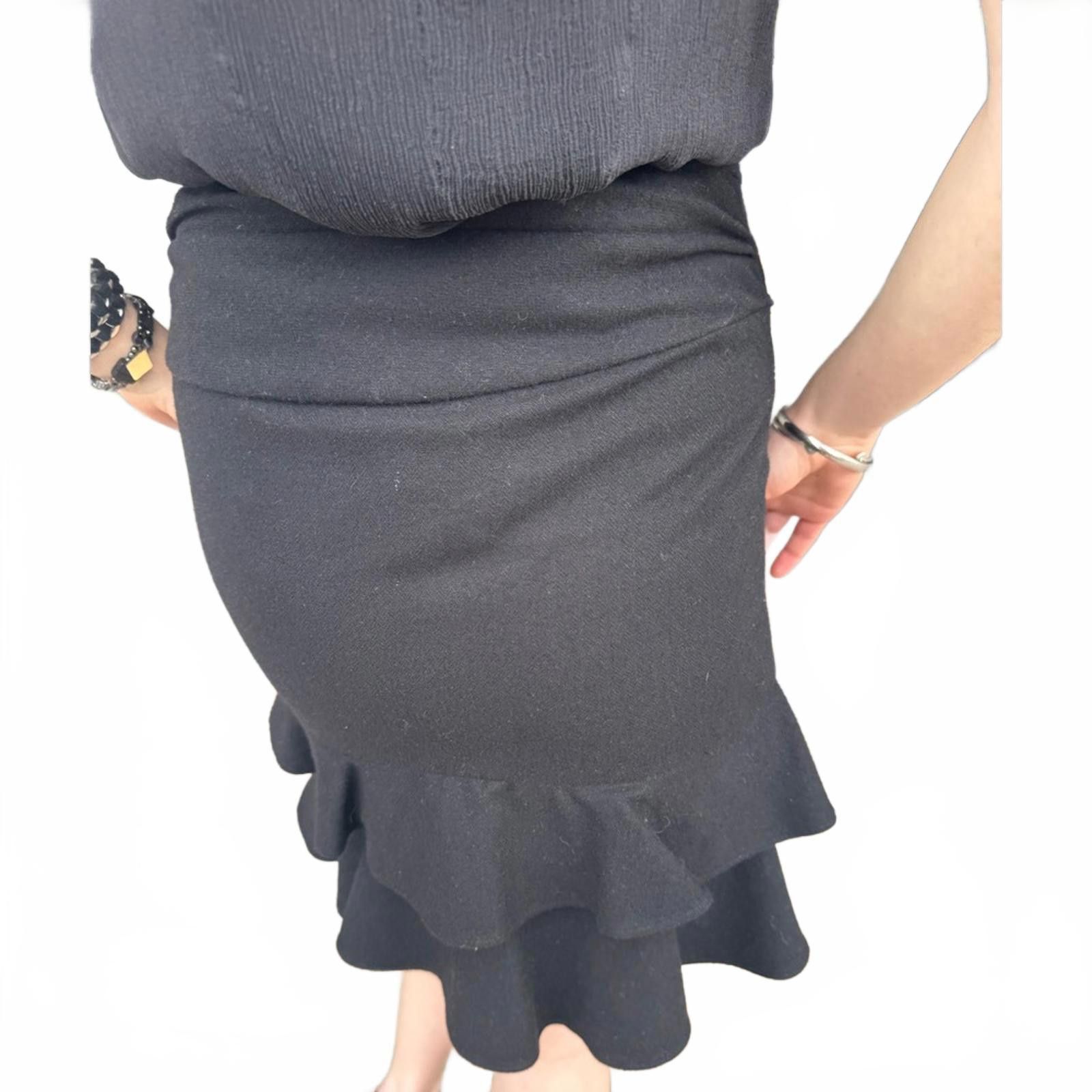 Designer Intermix Erika Wool Blend Ruffle Wrap Skirt NWT 2 Size 24" / US 00 / IT 34 - 6 Thumbnail