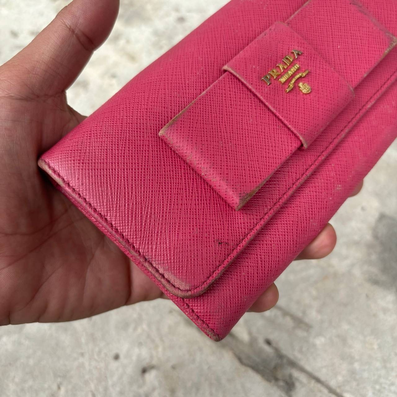 Prada Prada Saffiano Leather Ribbon Bow Envelope Long Wallet Size ONE SIZE - 4 Thumbnail