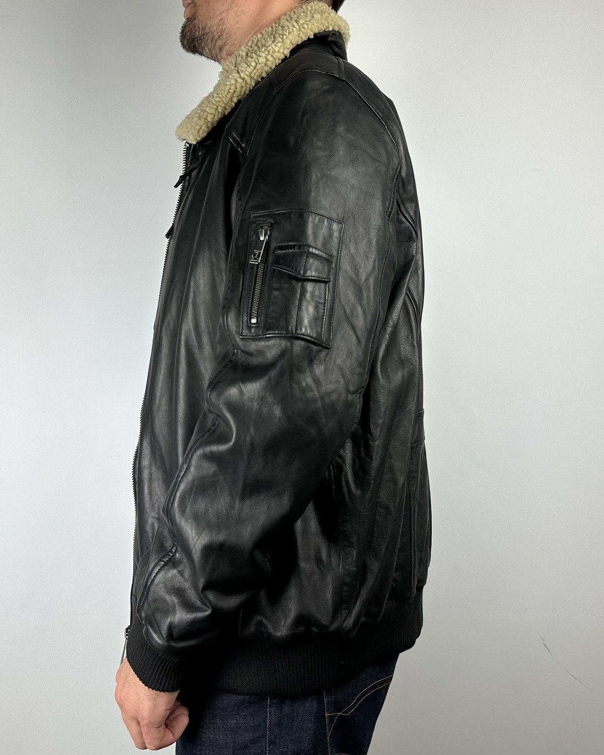 Genuine Leather × Vintage Top Gun Leather Faux Shearling Aviator Pilot Jacket Size 56 Size US XL / EU 56 / 4 - 2 Thumbnail