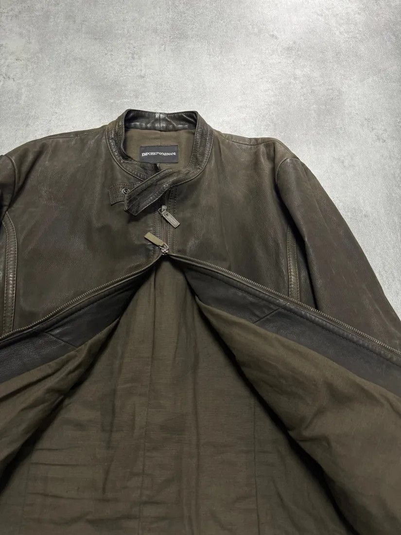 Emporio Armani × Vintage AW2009 Emporio Armani Brown Leather Wool Embelishments Jacket Size US L / EU 52-54 / 3 - 3 Thumbnail