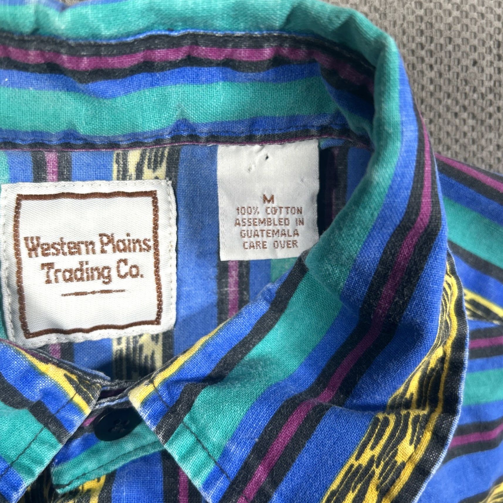CO Western Plains Trading Co Aztec Brushpopper Shirt Mens Button Up Long Sleeve M Multicolor Cotton Geometric Western All Seasons Pockets Mens Size US M / EU 48-50 / 2 - 5 Thumbnail