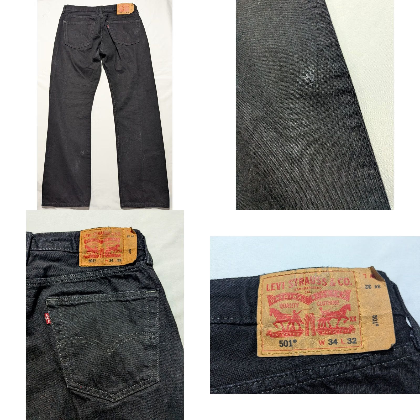 Levi's LEVIS 501 Original Fit - Men 34X32 Black Button-Fly Denim Jeans Shirt? Size US 34 / EU 50 - 10 Thumbnail