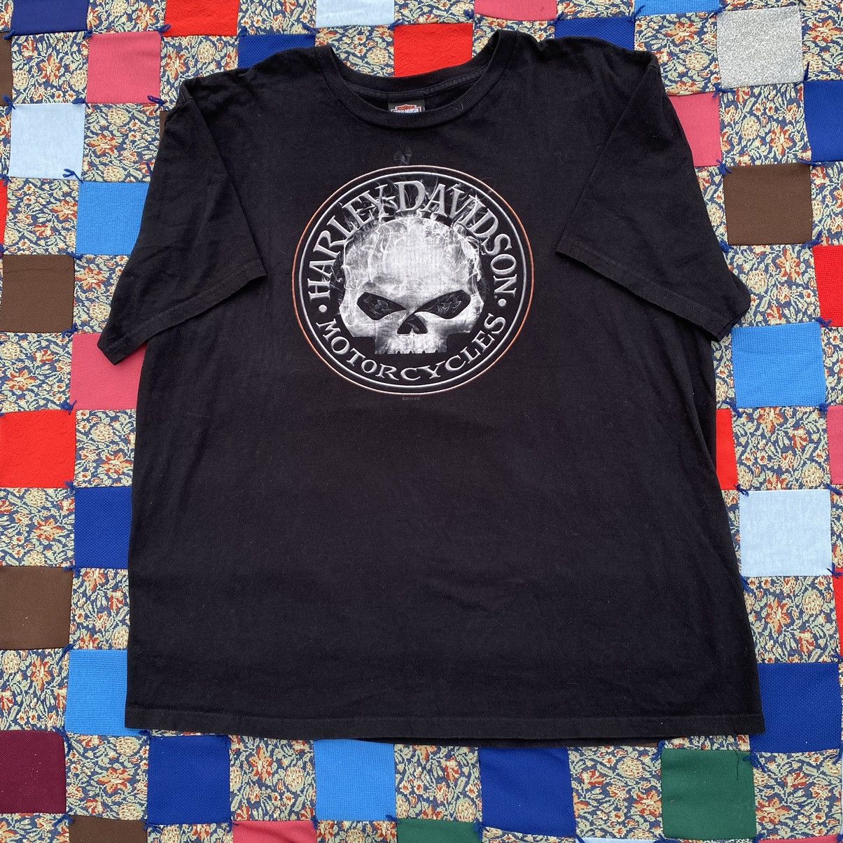 00'S Harley-Davidson Hanes Skull Pattern Motorcycle Bike T-shirt Made in USA Men's L /eaa456134 main image 0