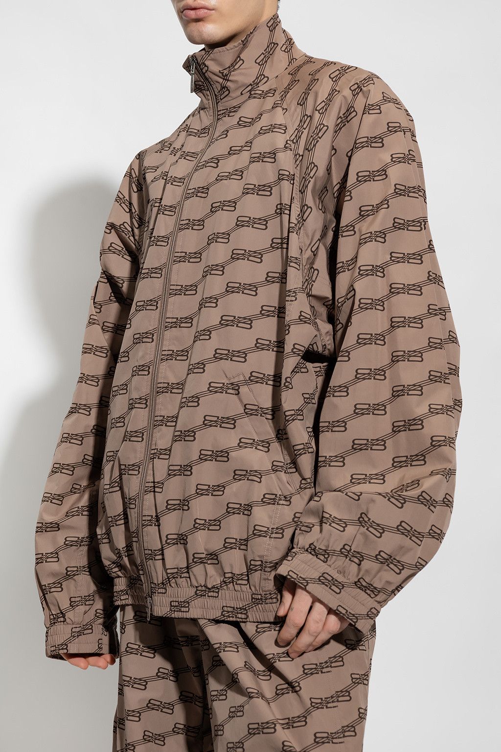 Balenciaga o1w1db11224 BB Monogram Fit Tracksuit Jacket in Brown Size US XS / EU 42 / 0 - 2 Thumbnail