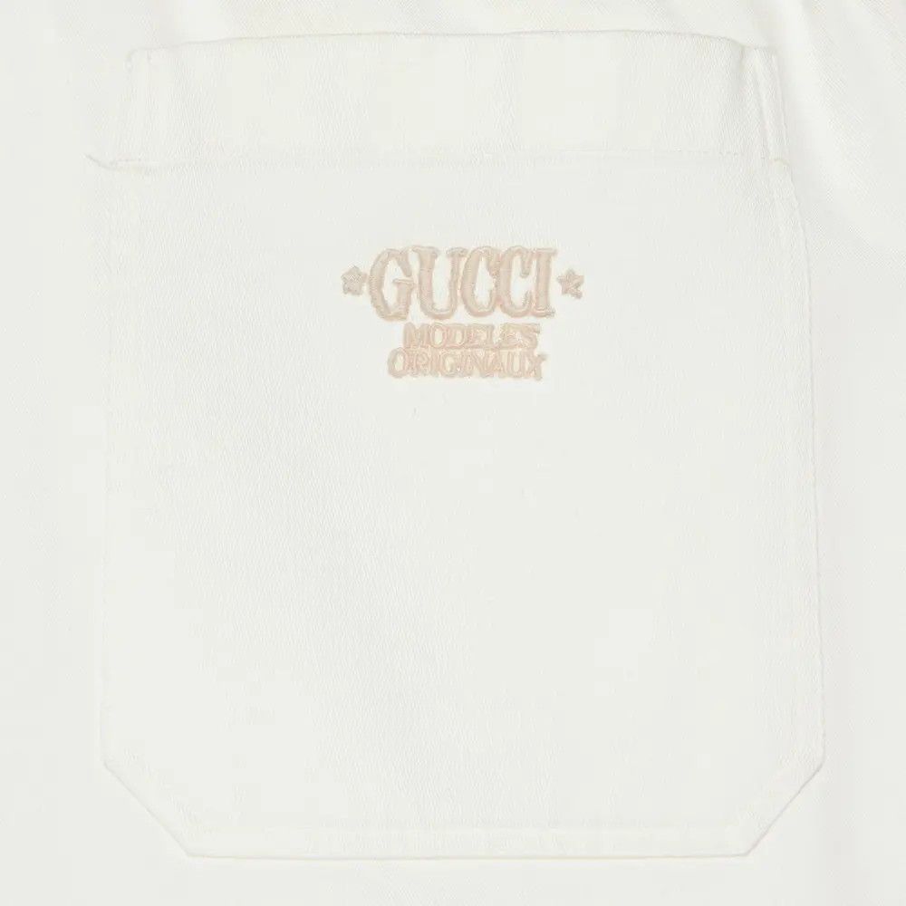 Gucci o1mt1gz0525 Cotton Drill Pant With Embroidery in White Size US 32 / EU 48 - 2 Thumbnail