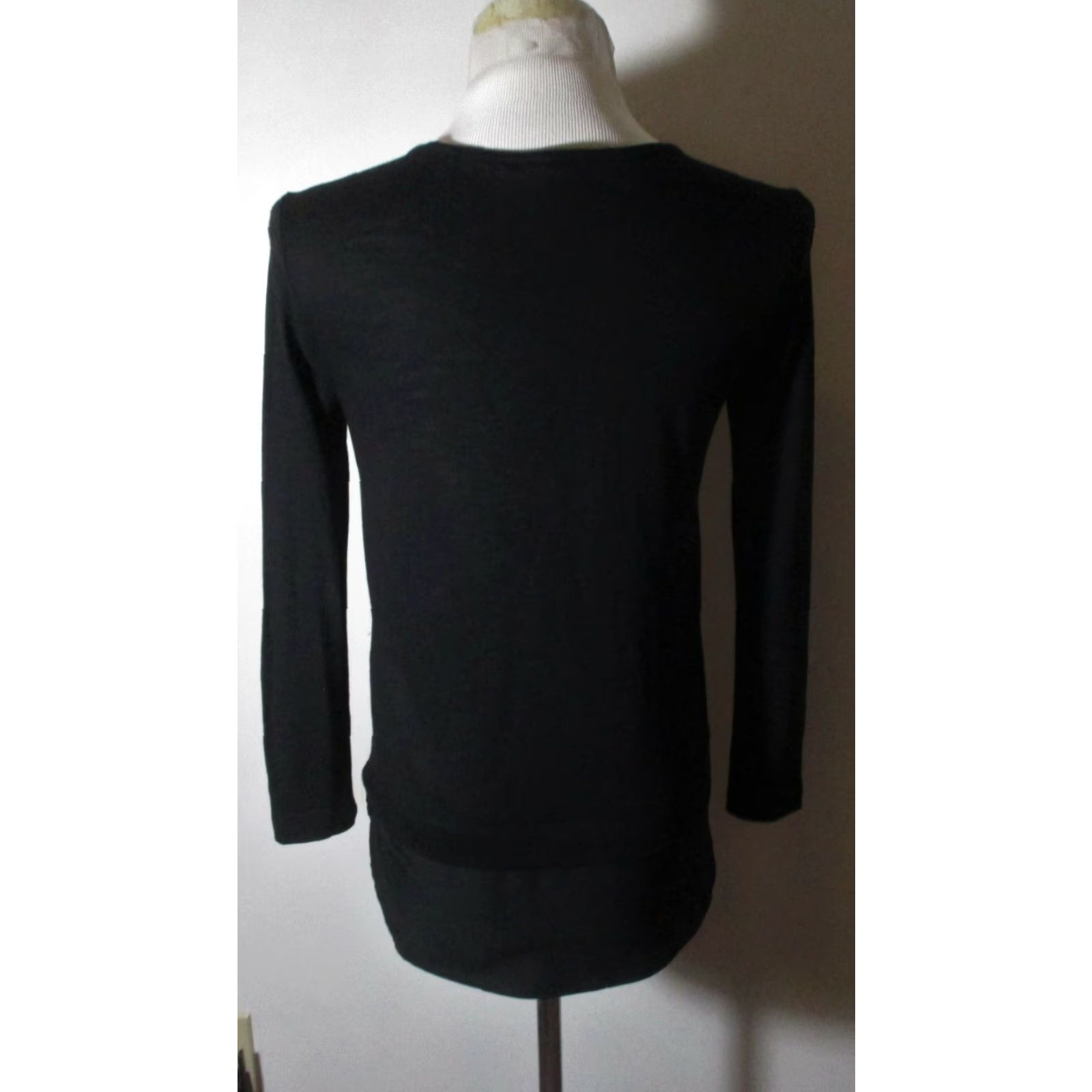J.Crew J. CREW Black Long Sleeve Top Womens XS (XXS) Extended Hem NWOT Viscose Blend Shirt/Top - Classic Fit, Solid Pattern, Casual Casualwear Size XXS / US 00 / IT 34 - 5 Thumbnail