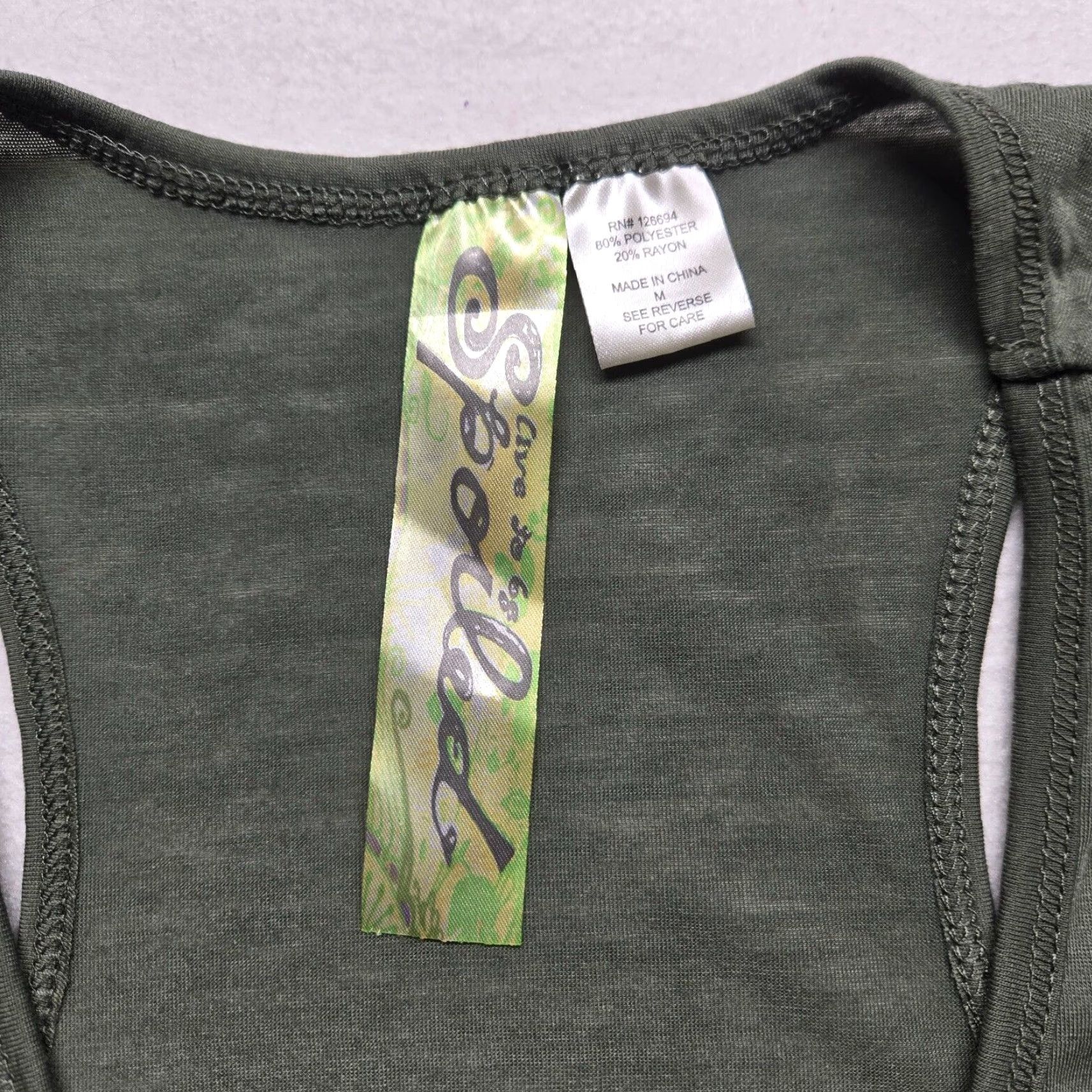 Vintage Live To Be Spoiled Shirt Tank Sleeveless Racerback M Green Floral Women Size M / US 6-8 / IT 42-44 - 3 Thumbnail