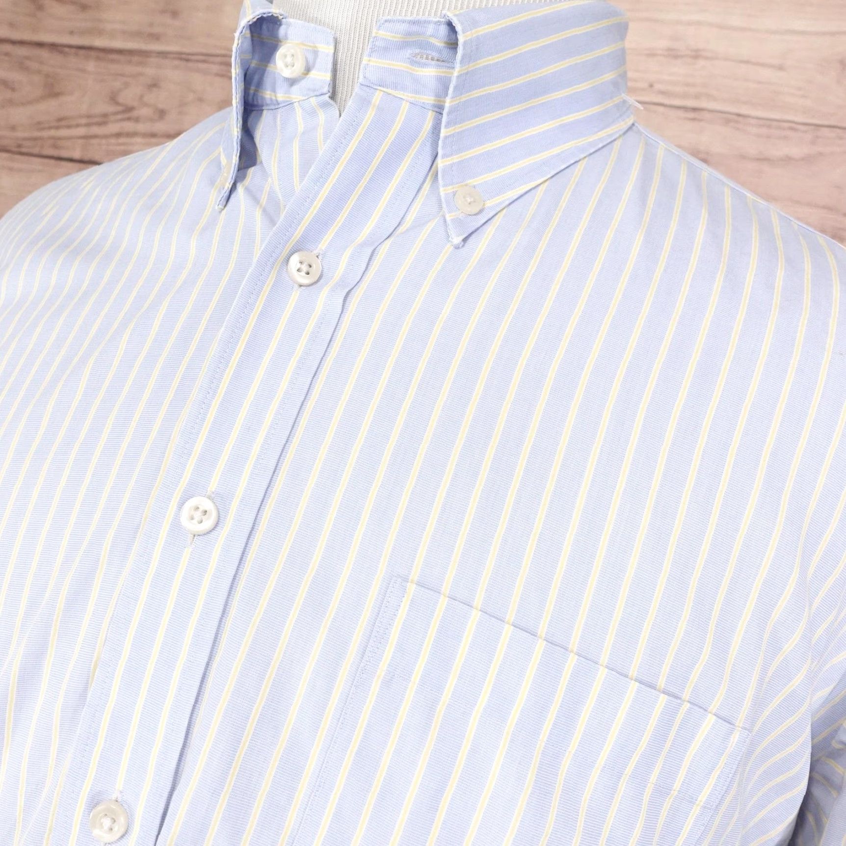 Vintage Kirkland Signature Non-Iron Dress Shirt Mens 17-33 Blue Striped Long Sleeve Button Down Size 46R - 2 Thumbnail
