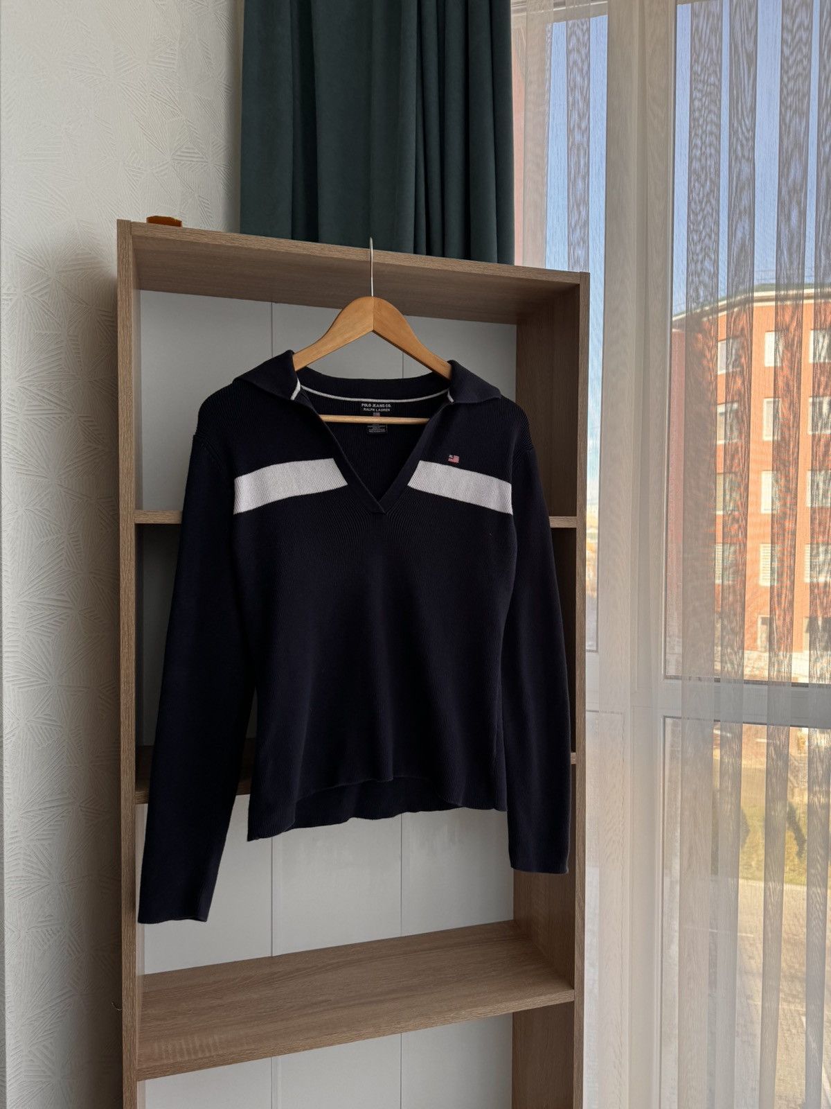 Polo Ralph Lauren × Vintage Vintage Polo Ralph Lauren Ribbed Knit Black 1/4 Sweater Size M / US 6-8 / IT 42-44 - 2 Thumbnail