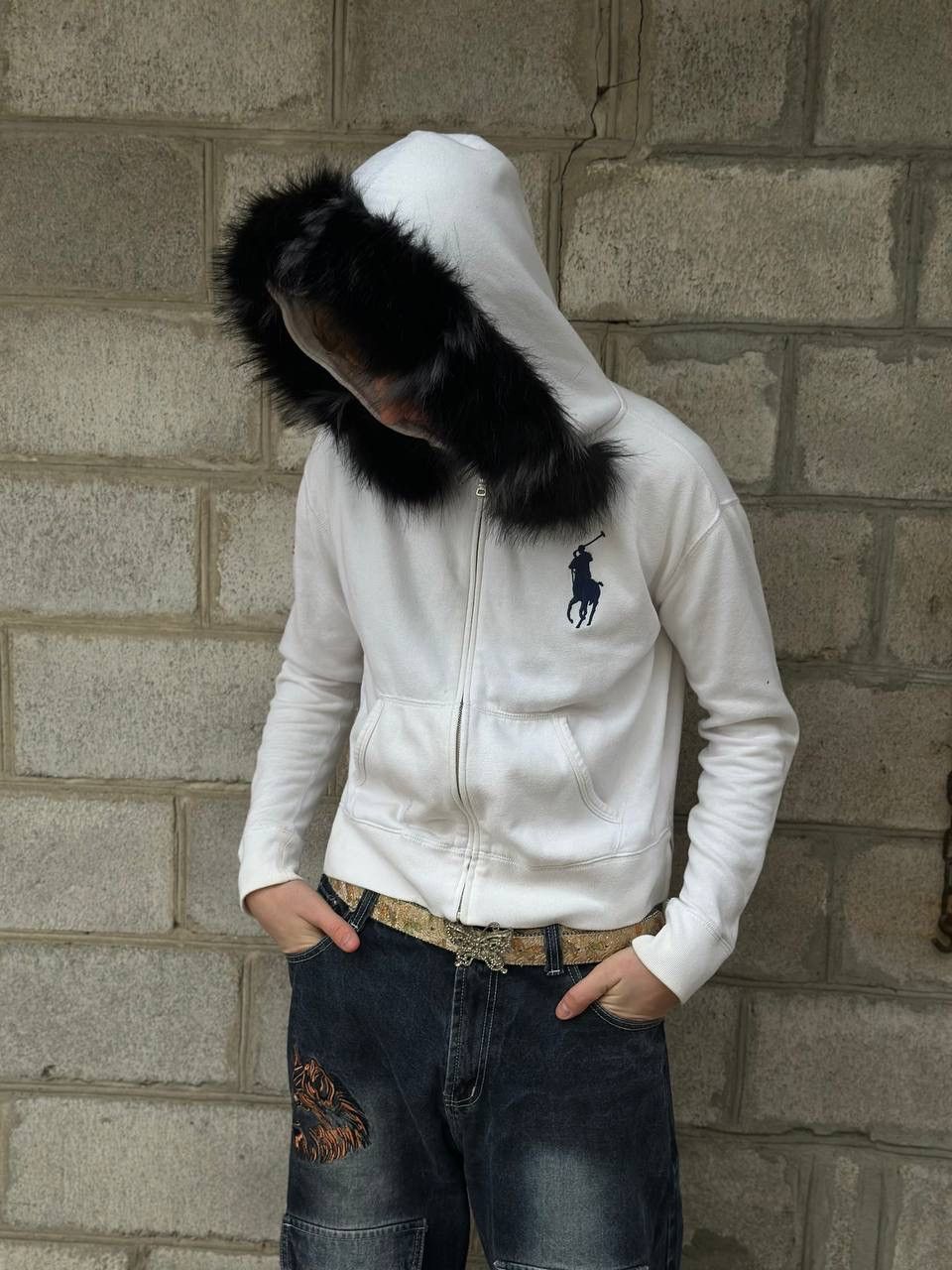Polo Ralph Lauren VTG Polo Ralph Lauren Zip Hoodie Fur Custom Hand Made Size M Size US M / EU 48-50 / 2 - 2 Thumbnail