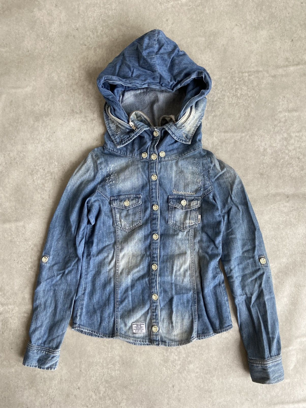 BACKS BONO Button Up Hoodie Denim Flannel