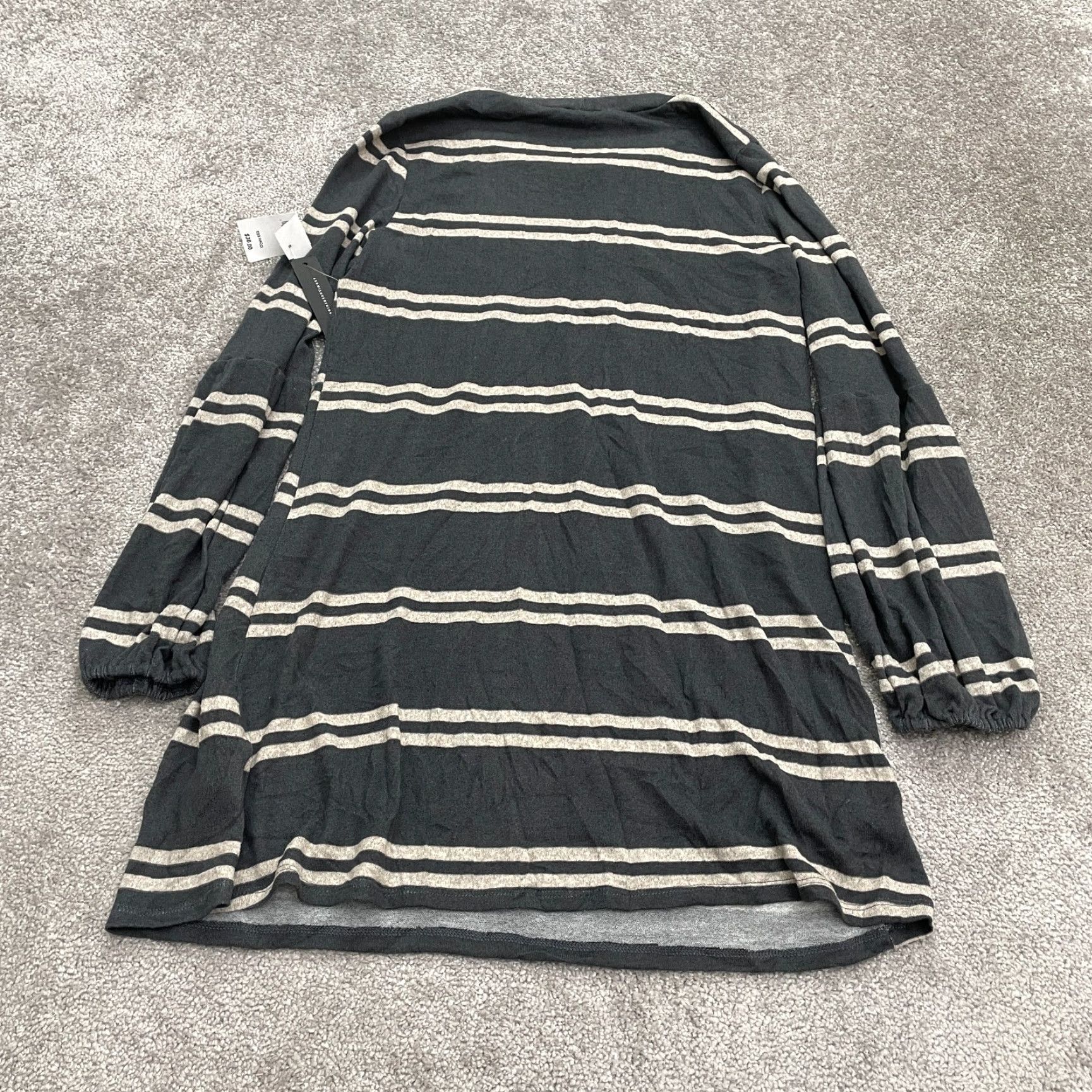 Vintage As U Wish Sweater Dress Womens L Dark Gray Striped Long Sleeve Crew Neck NWT Size L / US 10 / IT 46 - 2 Thumbnail