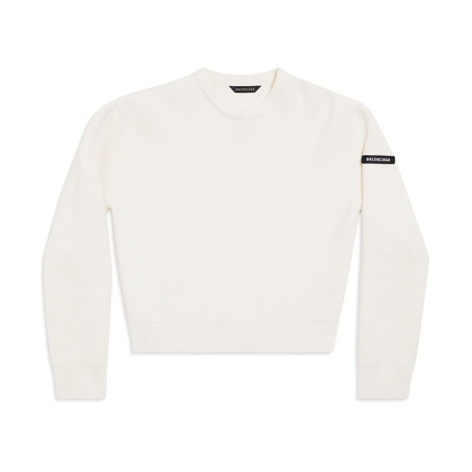 Balenciaga o1srvl11e1025 Sweater in White Size L / US 10 / IT 46 - 1 Thumbnail