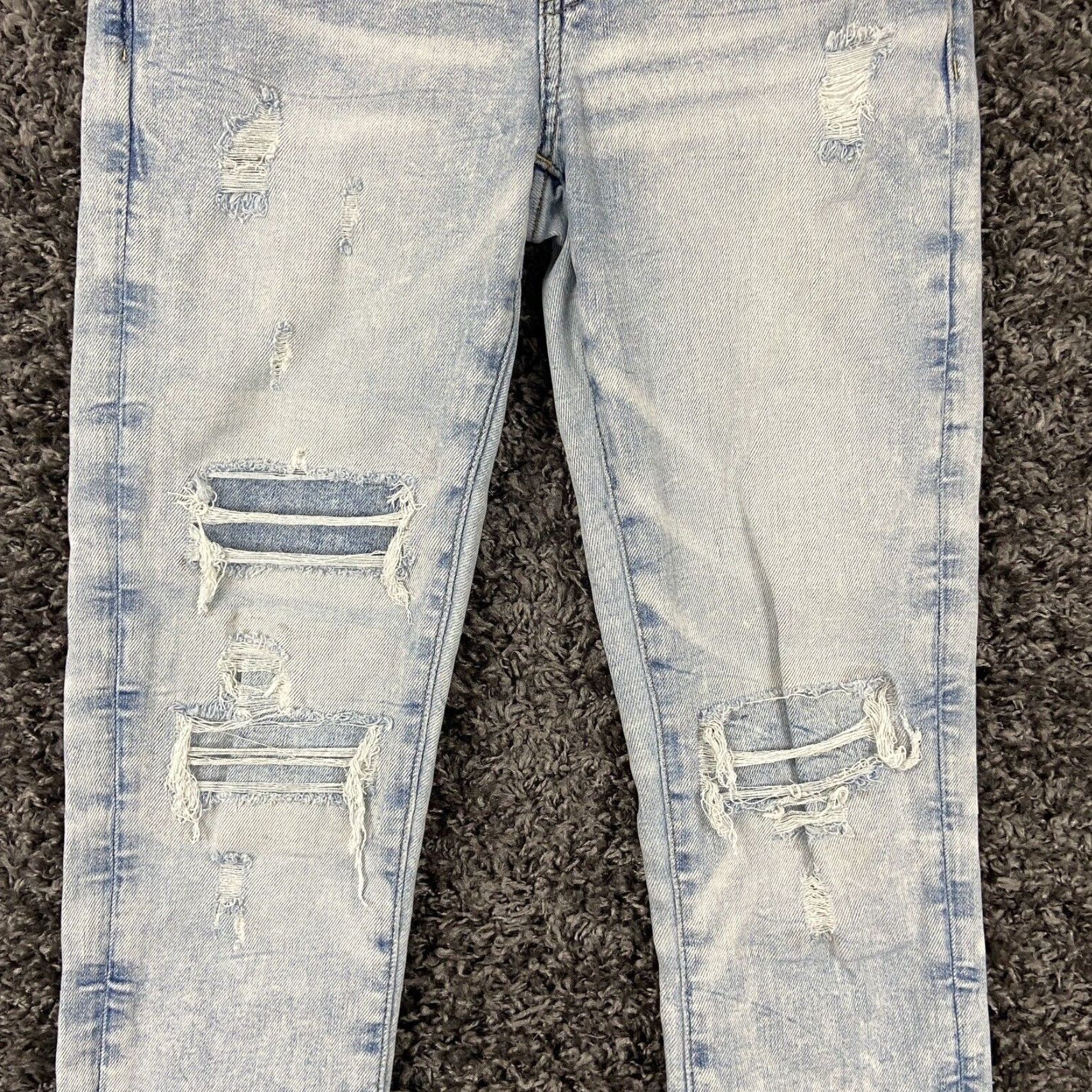 American Eagle Outfitters AMERICAN EAGLE Skinny Distressed Light Wash Blue Jeans Regular Fit Men’s 28x27 Size US 28 / EU 44 - 3 Thumbnail