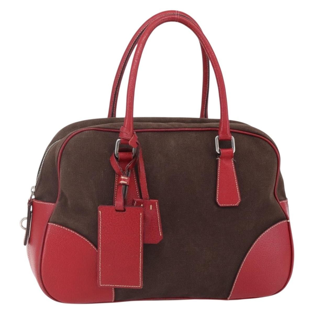 Prada Prada Bowler Bag Canvas with Leather Size ONE SIZE - 1 Thumbnail