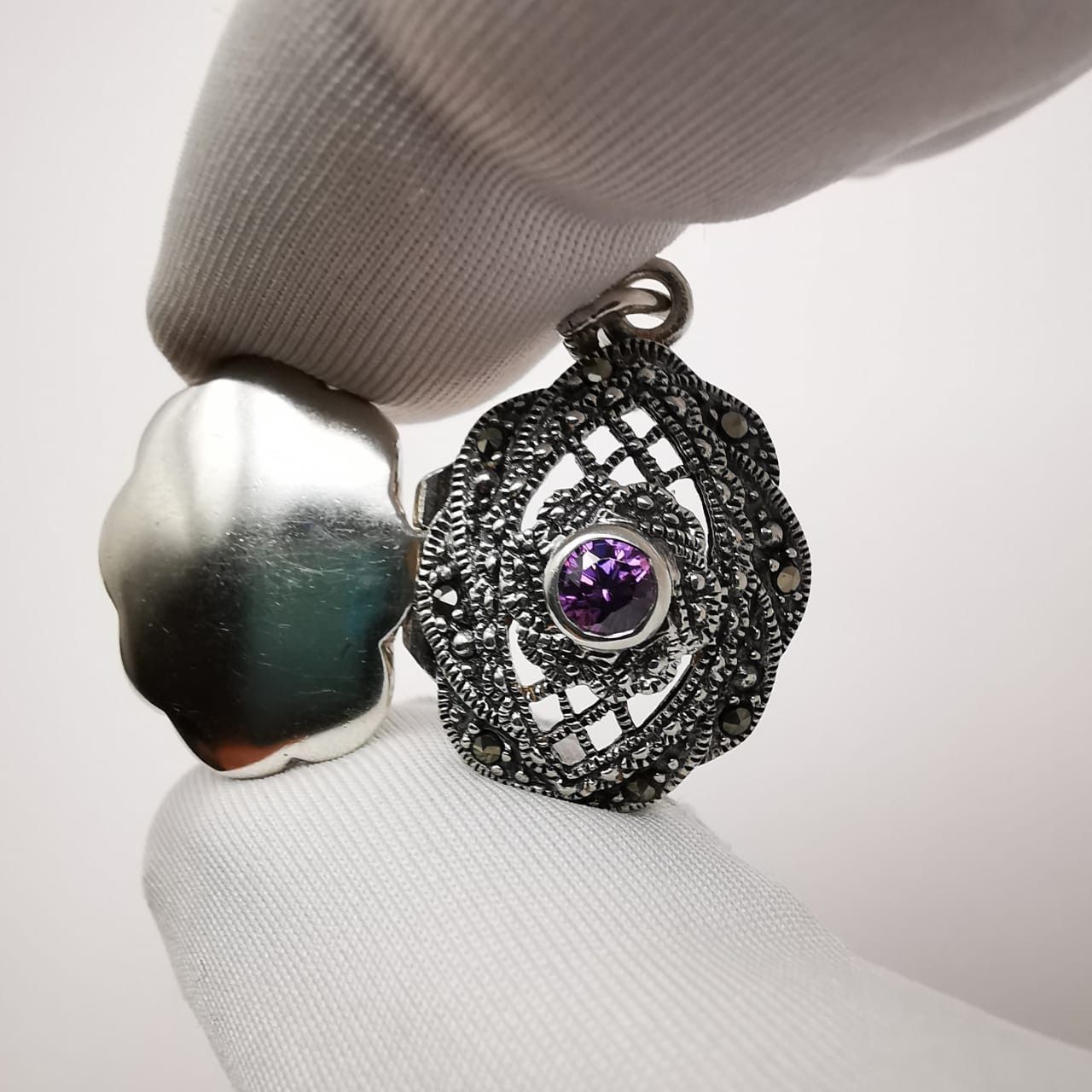 Vintage Vintage Pendant 925 Sterling Silver,Jewelry,Zircon,Marcasite Size ONE SIZE - 6 Thumbnail