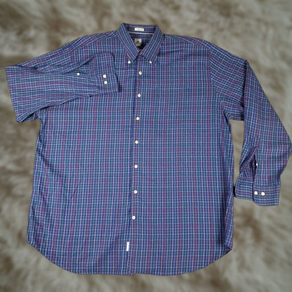 Peter Millar Peter Millar Shirt Mens 2XL Blue Plaid Button-Up Long Sleeve Casual Business Formal Party/Cocktail Travel Wedding Workwear Size US XXL / EU 58 / 5 - 1 Thumbnail